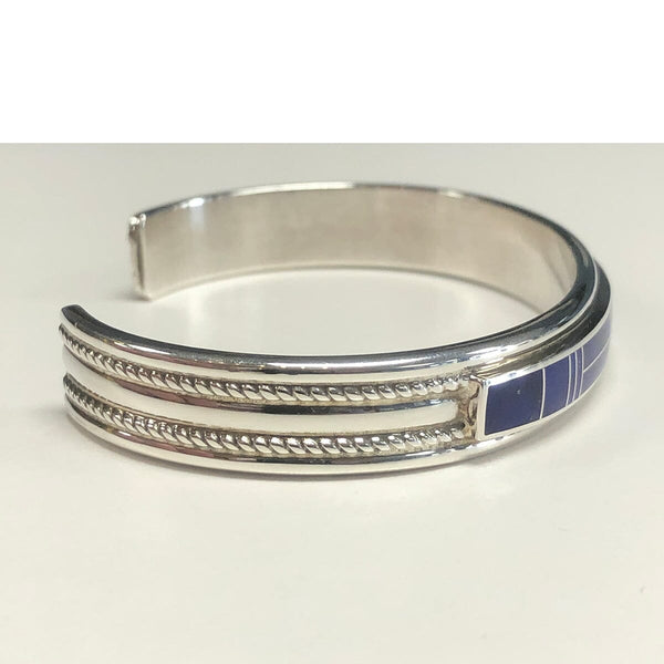 Thomas Francisco Navajo Silver & Lapis Cuff Bangle - Great Lakes Boutique