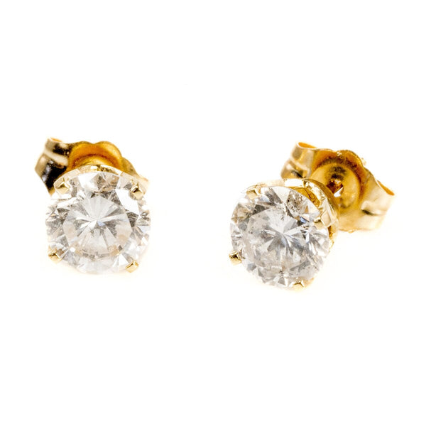 14 k Gold 1 Carat Diamond Stud Earrings