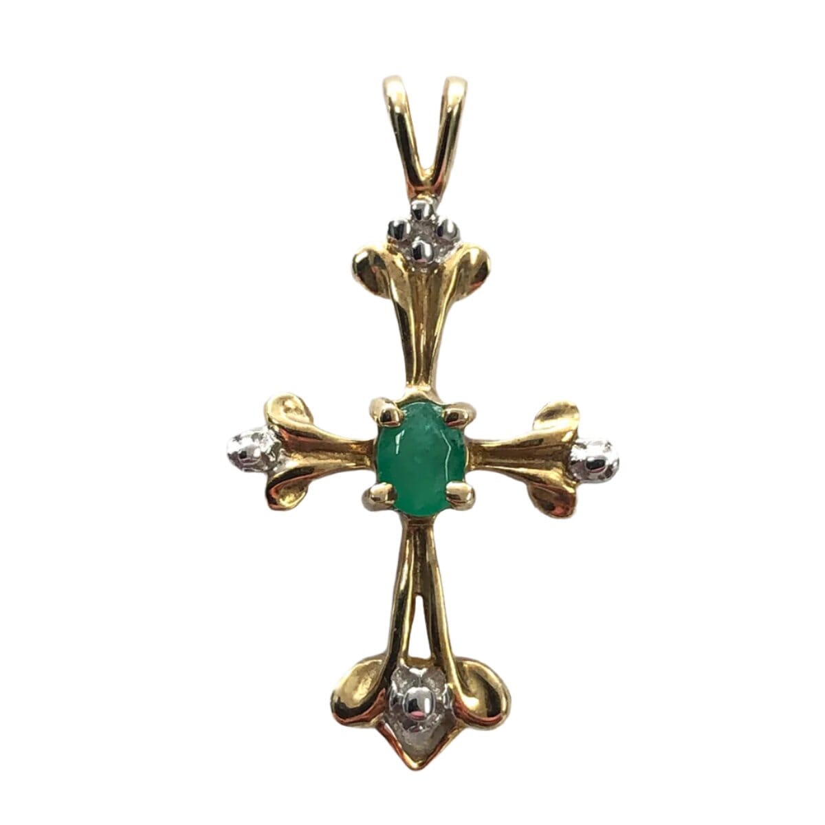 Great Lakes Coin 10k Gold &amp; Emerald Cross Pendant