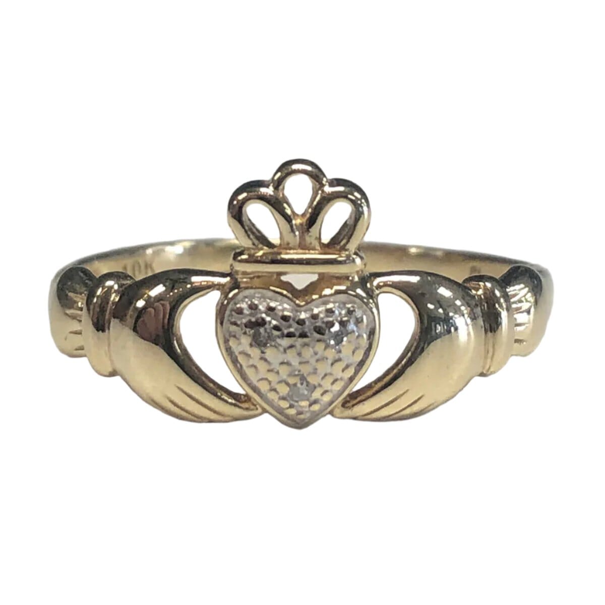 Great Lakes Coin 10k Gold &amp; Diamond Chip Claddagh Ring