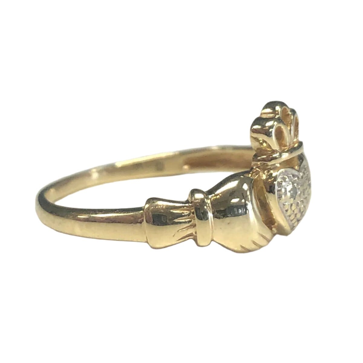 Great Lakes Coin 10k Gold &amp; Diamond Chip Claddagh Ring