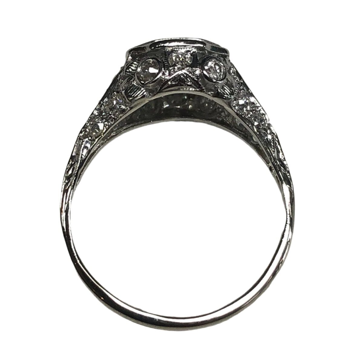 Great Lakes Coin 18k White Gold &amp; Diamond Art Deco Ring