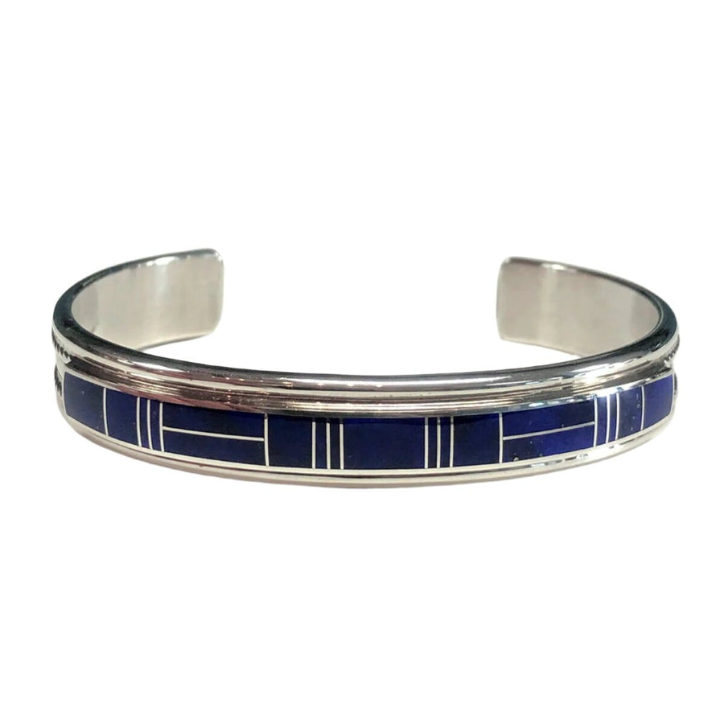 Thomas Francisco Navajo Silver & Lapis Cuff Bangle - Great Lakes Boutique