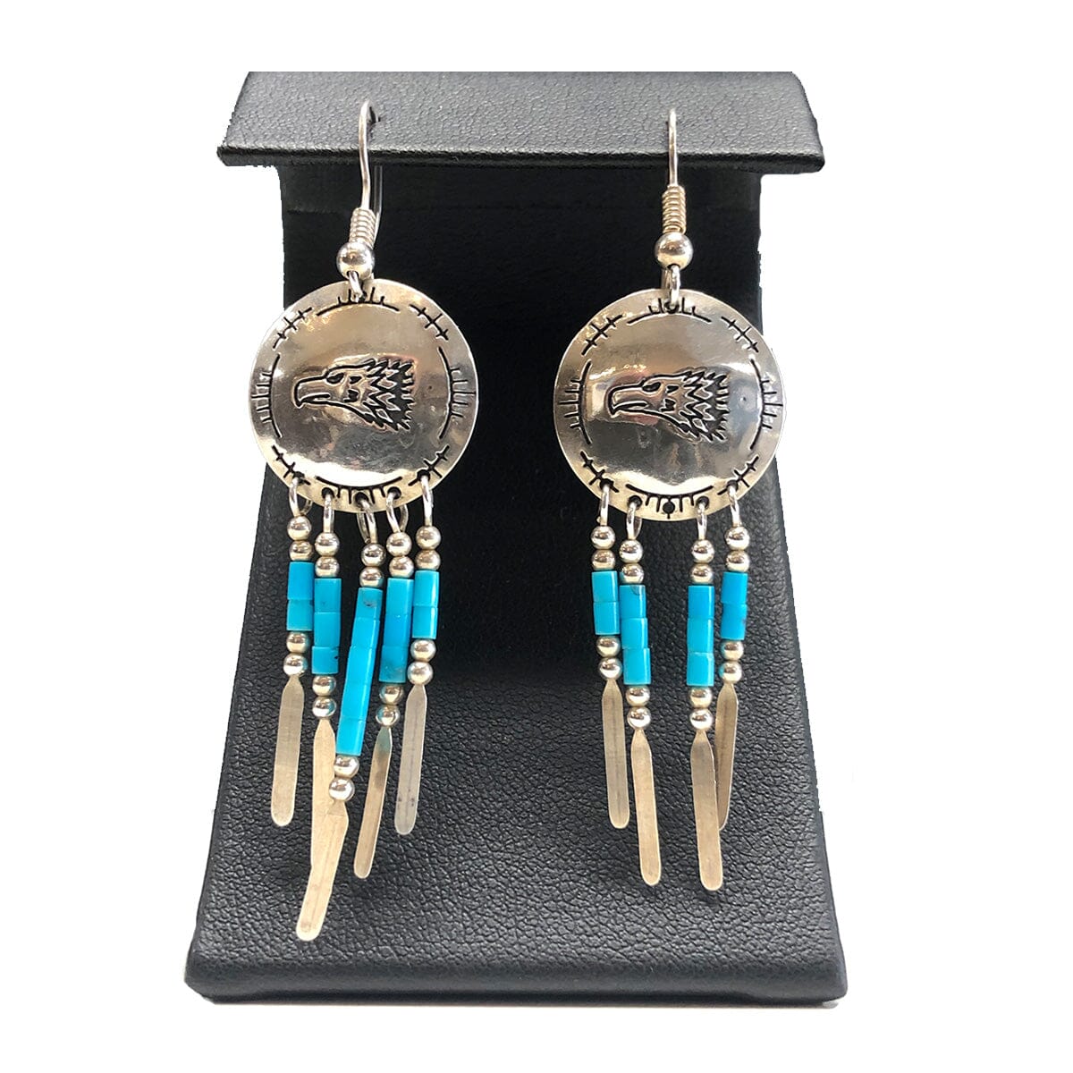 Great Lakes Coin Native American Silver &amp; Turquoise Dangle Earrings