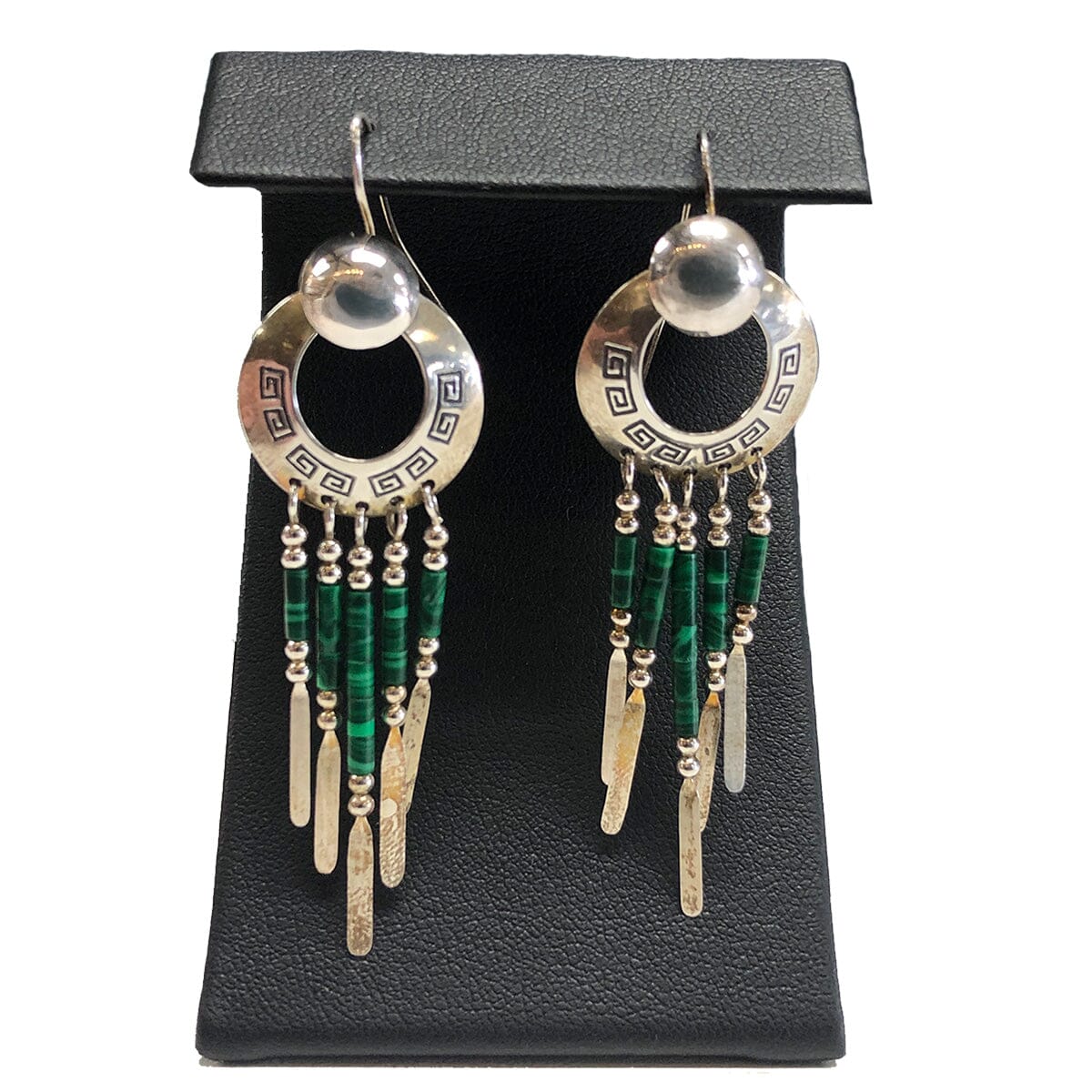 Great Lakes Coin Native American Silver &amp; Malachite Earrings