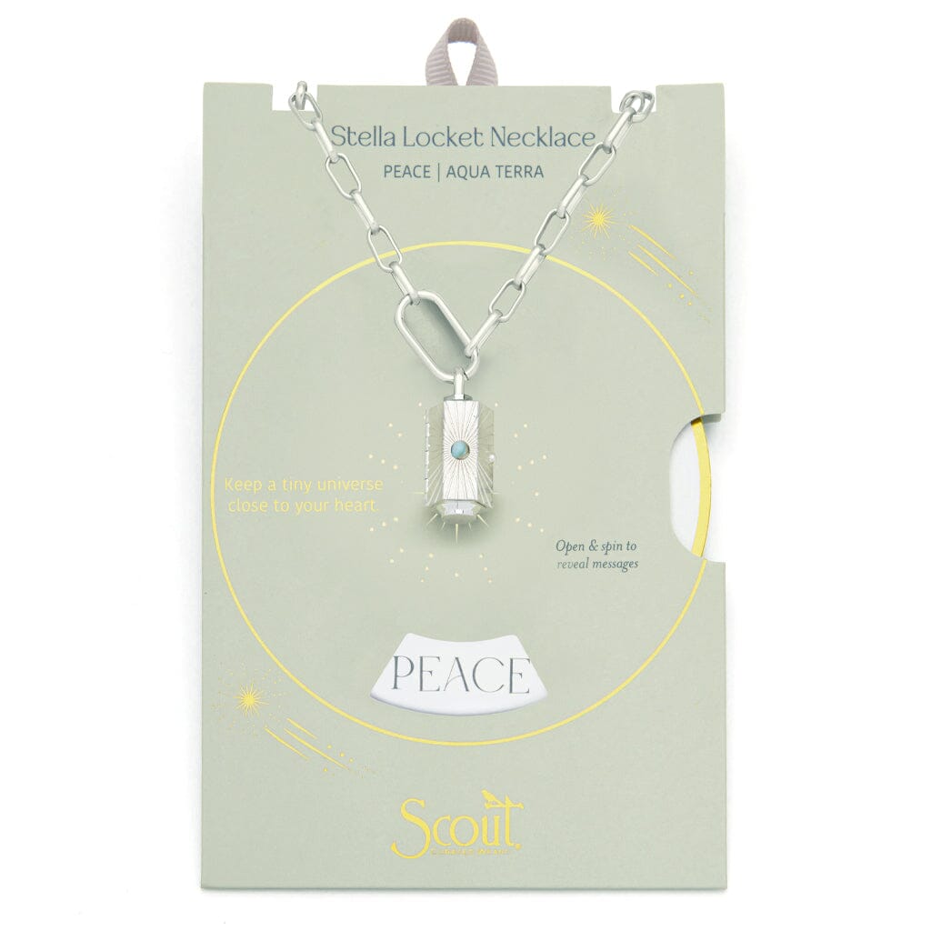 Scout Curated Wears Scout Curated Wears Stella Locket Necklace Peace Aqua Terra &amp; Silver