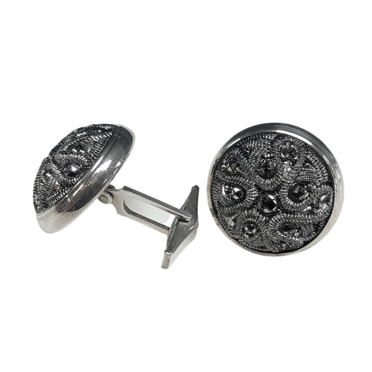 Great Lakes Coin Silver &amp; Marcasite Cufflinks