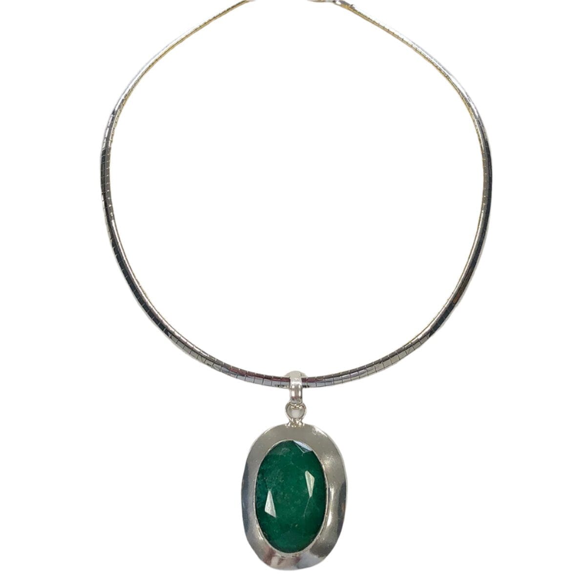 Great Lakes Coin Duo Tone Silver &amp; Emerald Necklace