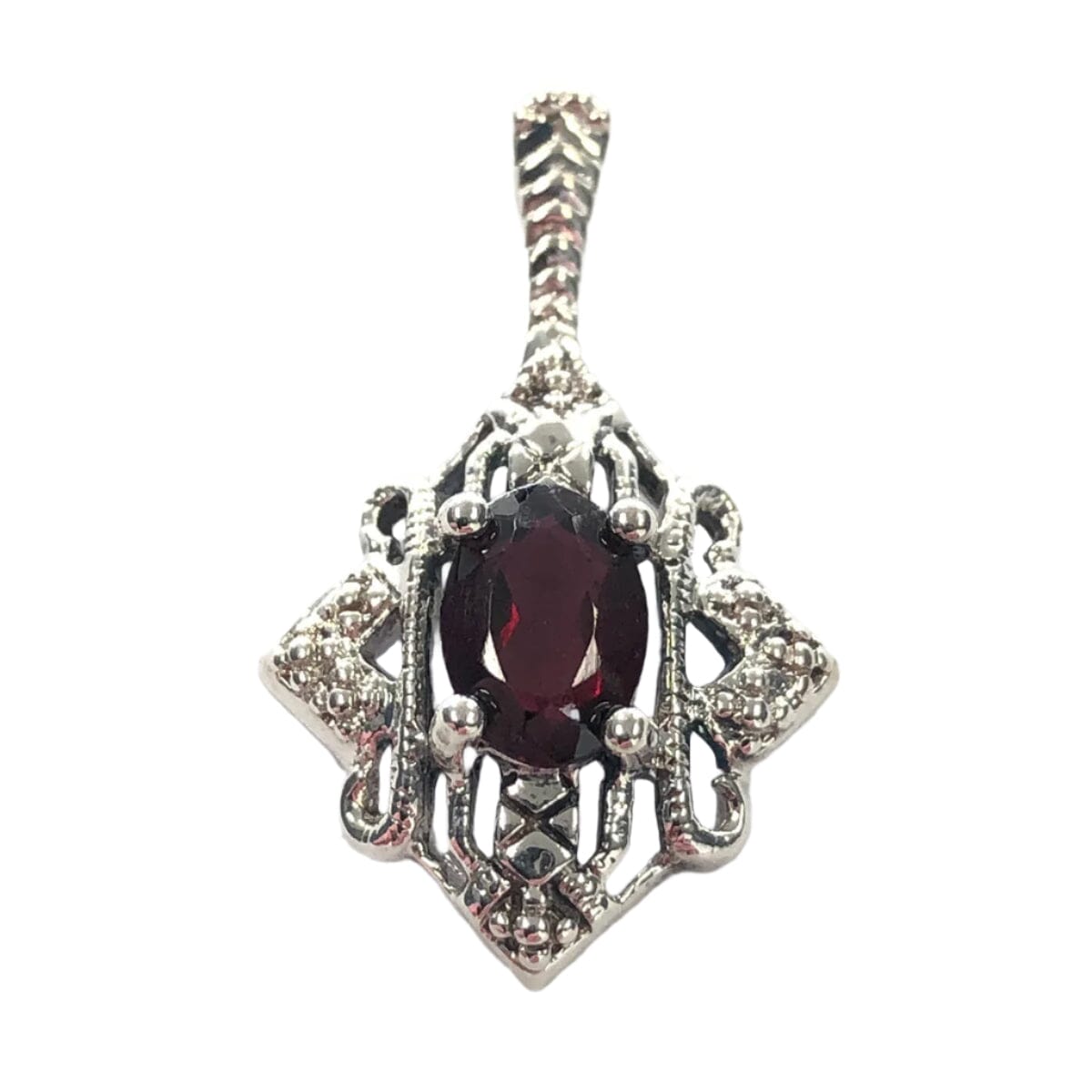 Great Lakes Coin Silver &amp; Garnet Pendant