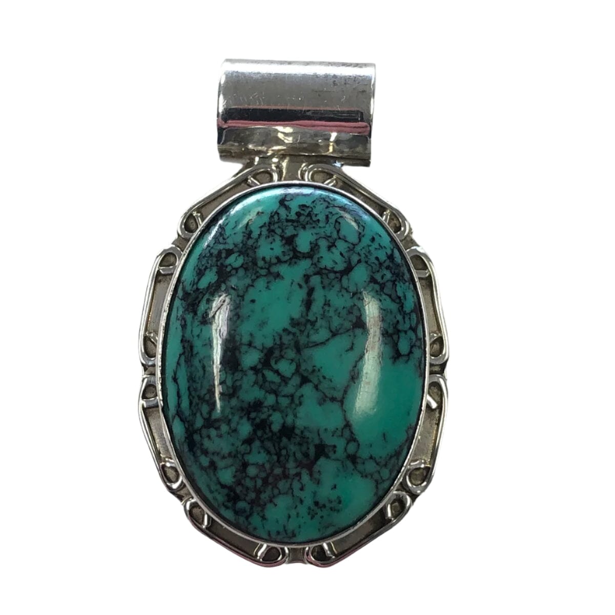 Great Lakes Coin Silver & Turquoise Pendant