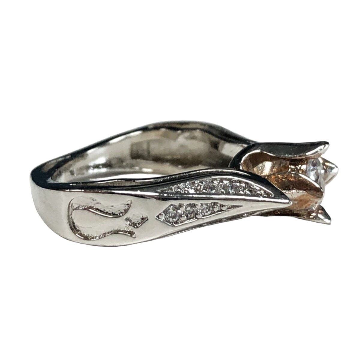 Great Lakes Coin Silver &amp; Cubic Zirconia Tulip Ring