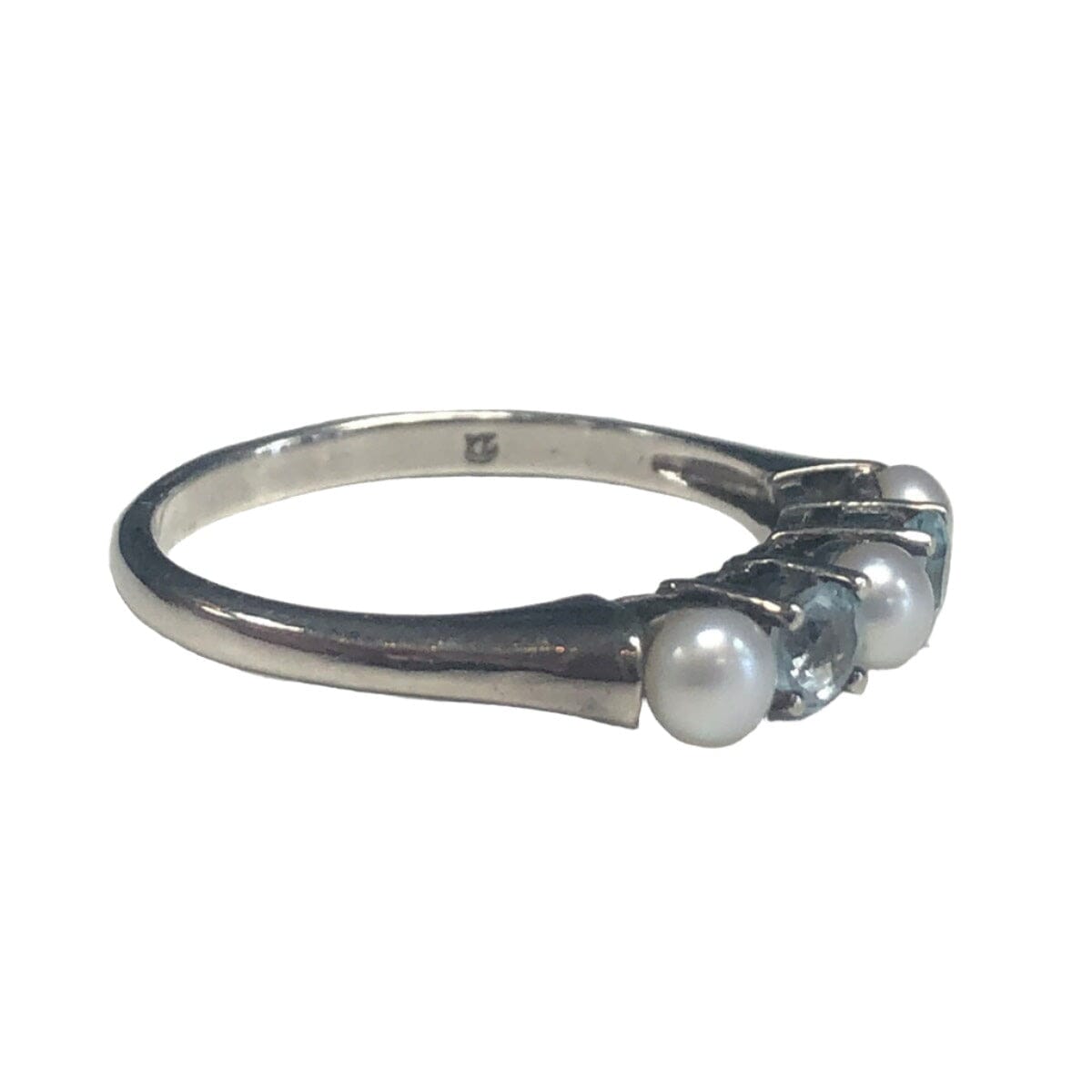 Great Lakes Coin Silver Pearl &amp; Blue Topaz Ring