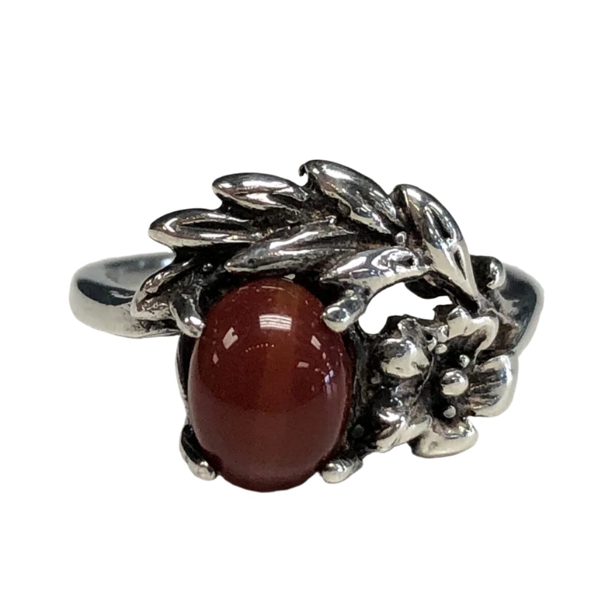 Great Lakes Coin Silver &amp; Carnelian Floral Ring