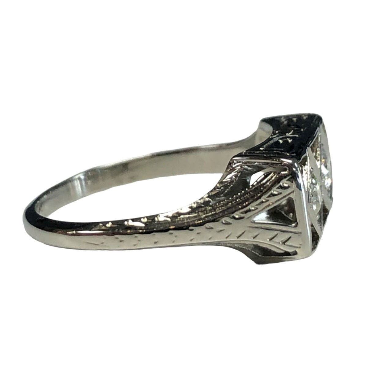 Great Lakes Coin 18k White Gold &amp; Diamond Art Deco Ring