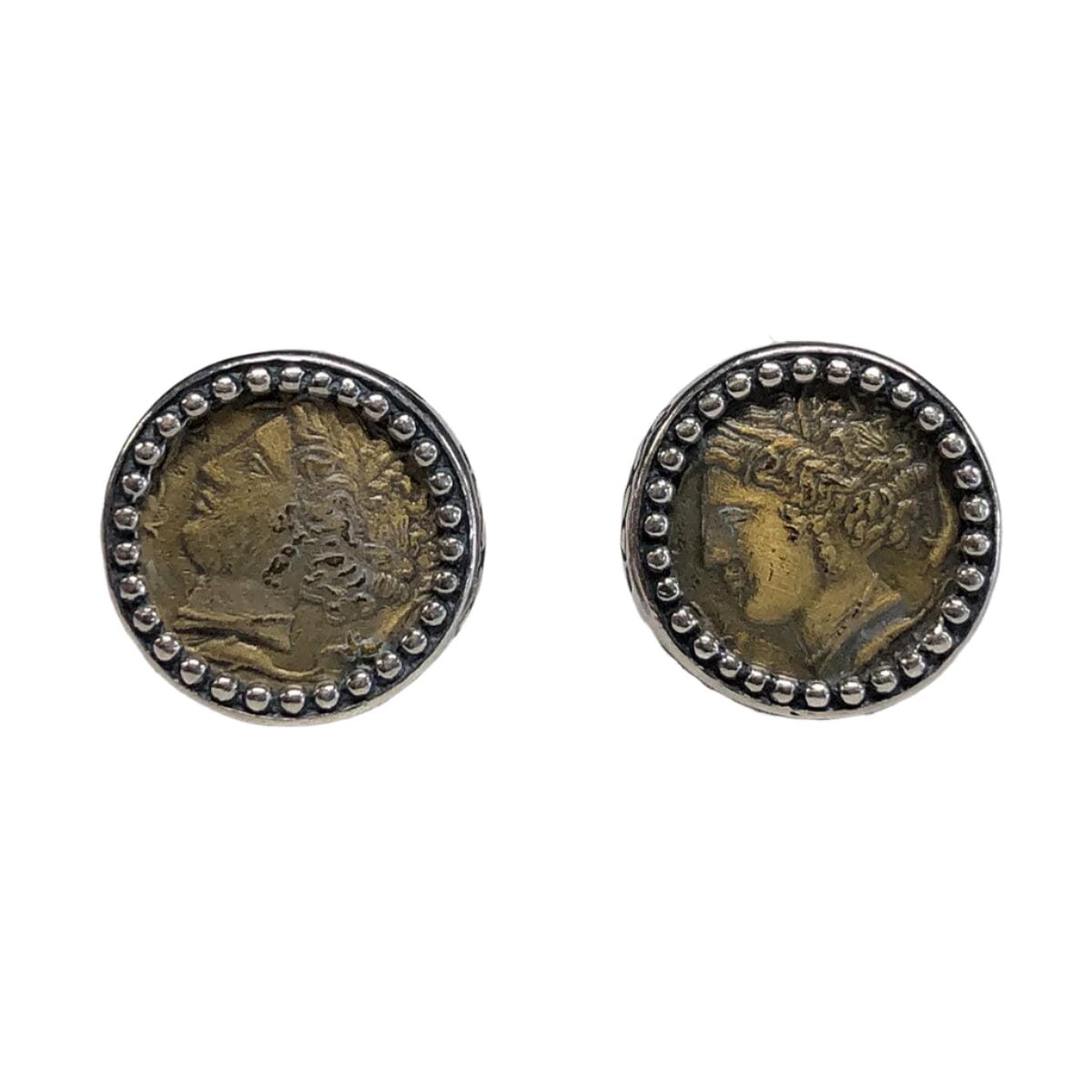 Great Lakes Coin Silver &amp; 18k Gold Constantine Coin Stud Earrings