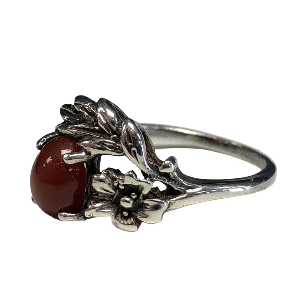 Great Lakes Coin Silver &amp; Carnelian Floral Ring