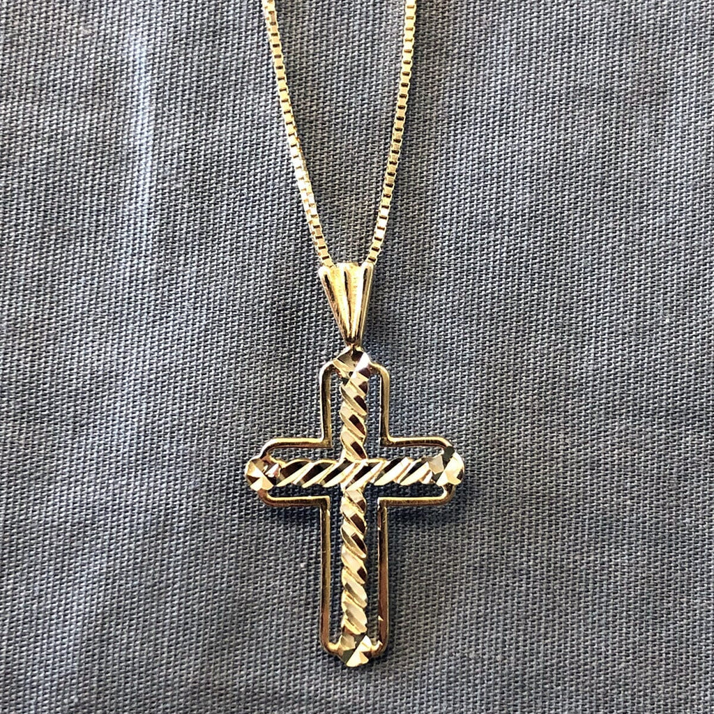 Men's 14 karat hot sale gold cross necklace