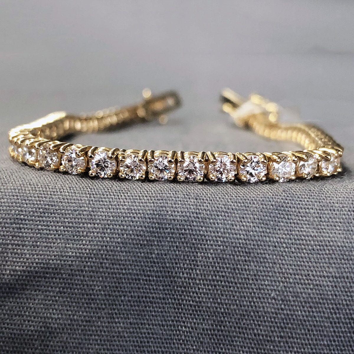 14 k Yellow Gold Diamond Tennis Bracelet - Great Lakes Boutique