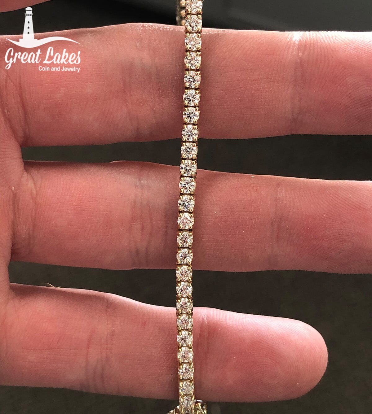 14 k Yellow Gold Diamond Tennis Bracelet - Great Lakes Boutique