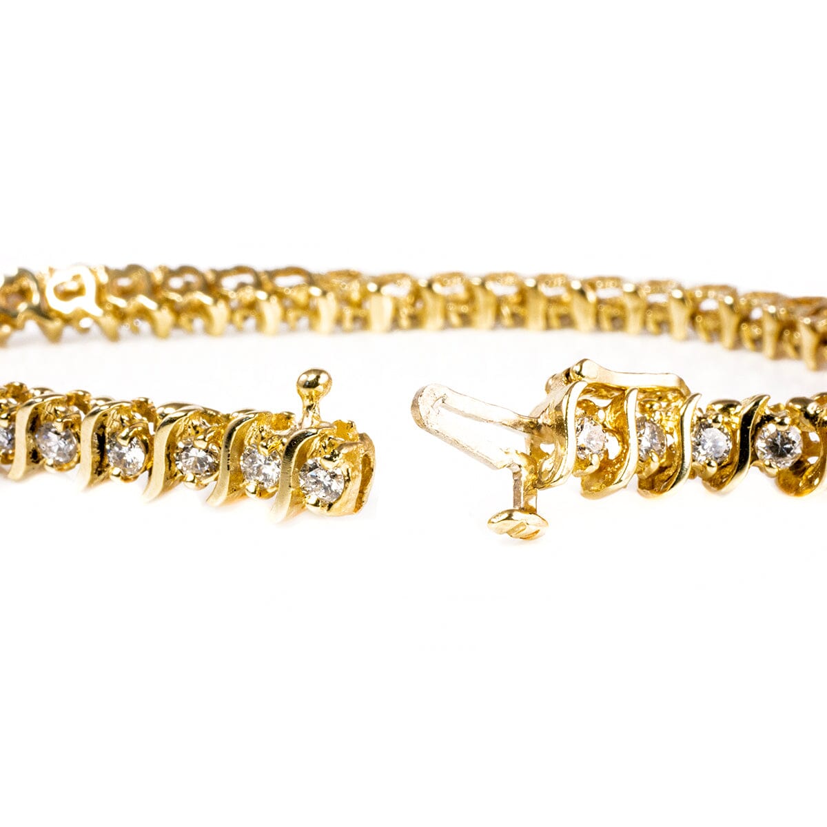 14 k Yellow Gold Diamond Tennis Bracelet - Great Lakes Boutique