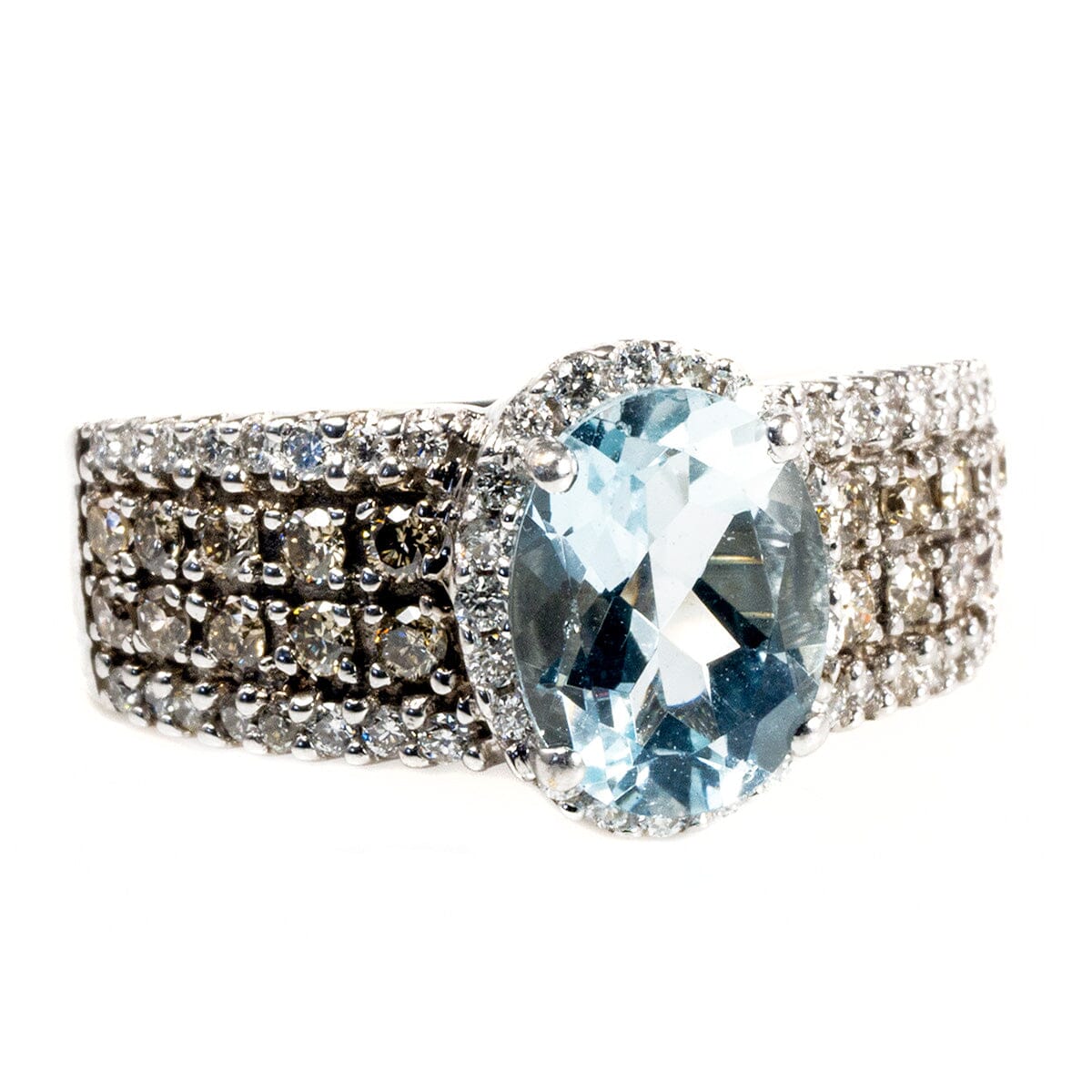 Great Lakes Boutique Le Vian 14 k White Gold Diamond &amp; Aquamarine Ring