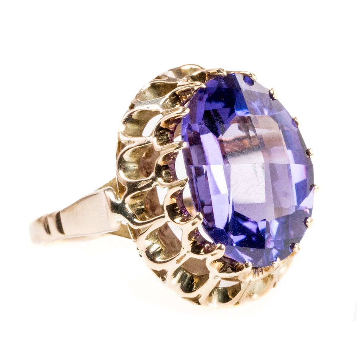 Great Lakes Boutique 14 k Gold Synthetic Checkered Alexandrite Ring