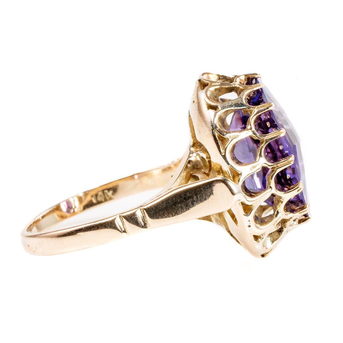 Great Lakes Boutique 14 k Gold Synthetic Checkered Alexandrite Ring