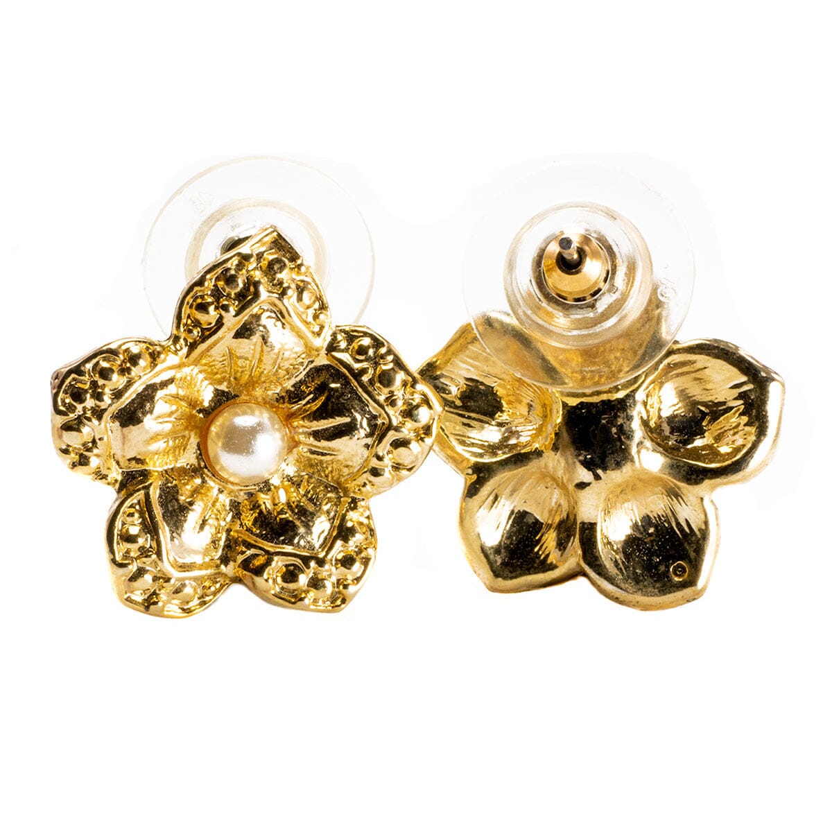 Great Lakes Boutique Gold Plated Pearl Floral Earrings