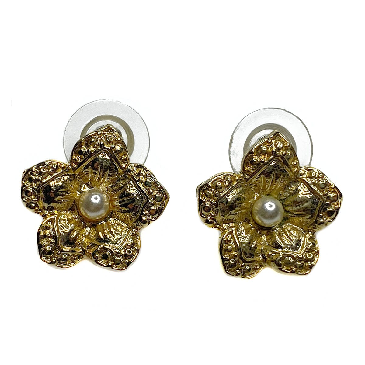 Great Lakes Boutique Gold Plated Pearl Floral Earrings