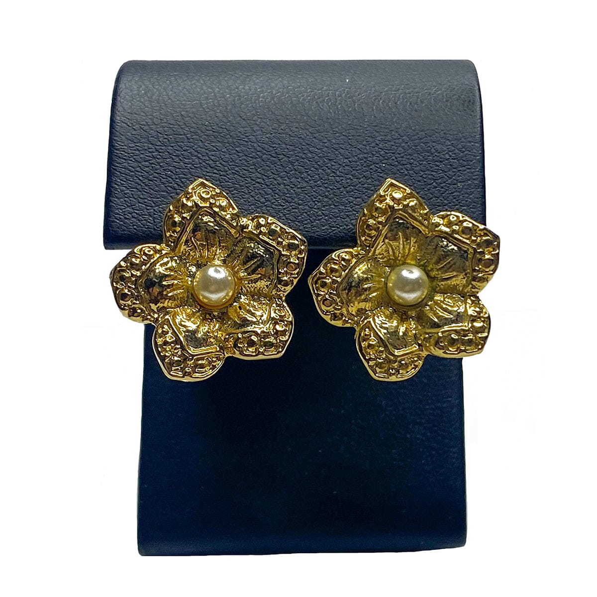 Great Lakes Boutique Gold Plated Pearl Floral Earrings