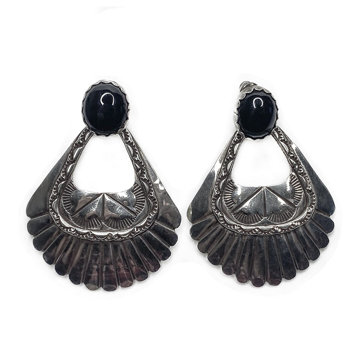 Great Lakes Boutique Native American Sterling &amp; Onyx Earrings