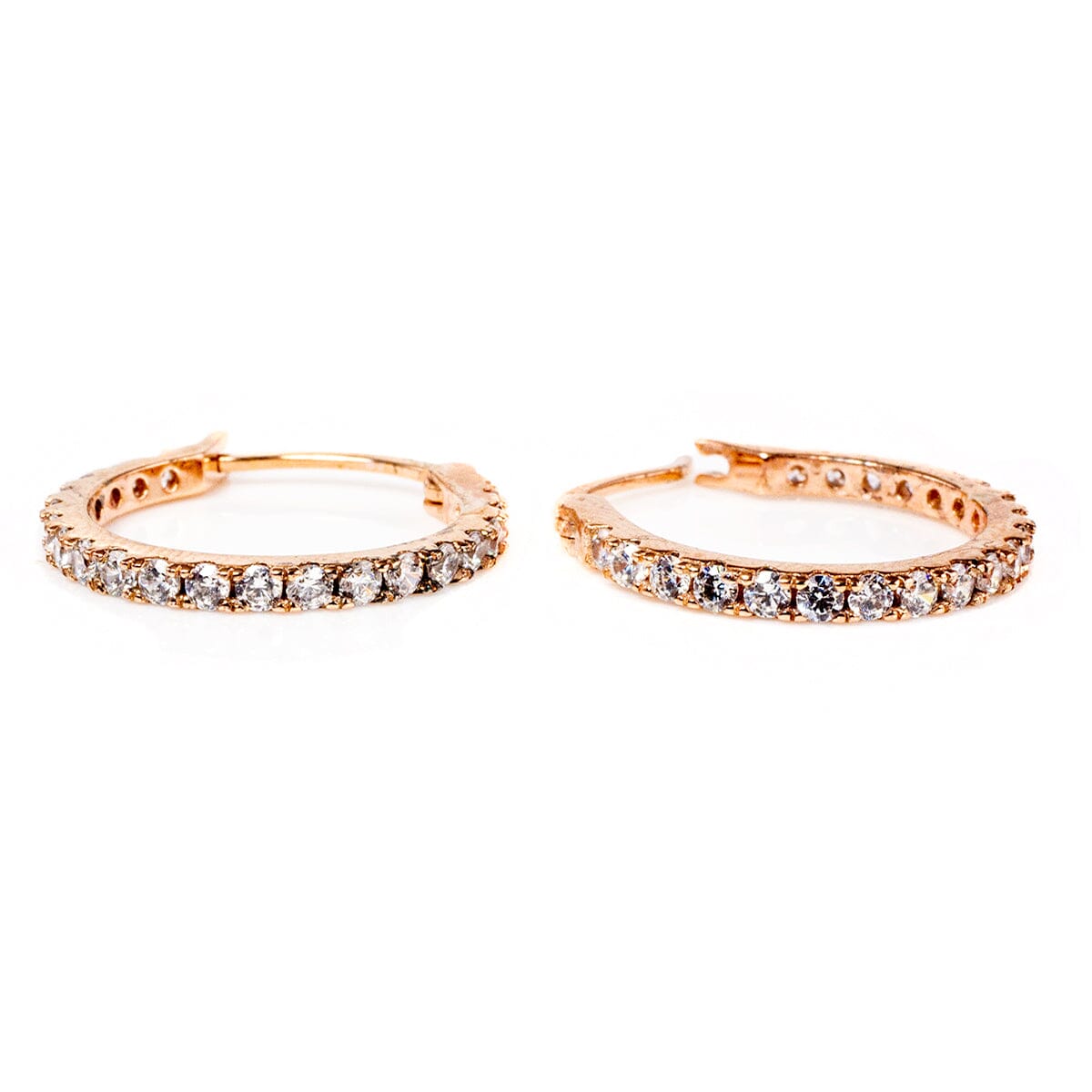 Great Lakes Boutique Rose Gold Plated Cubic Zirconia Hoop Earrings