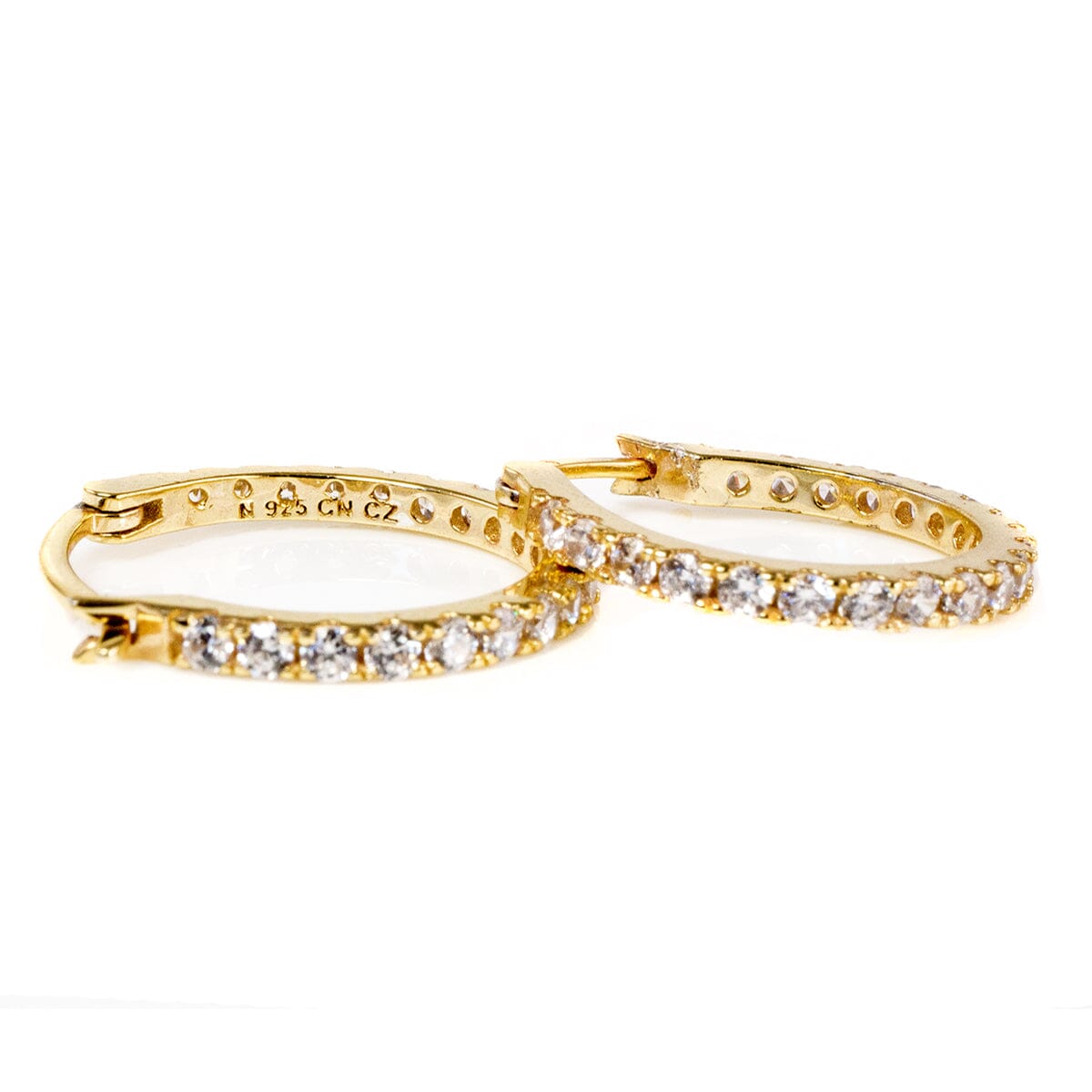 Great Lakes Boutique Gold Plated Cubic Zirconia Hoop Earrings
