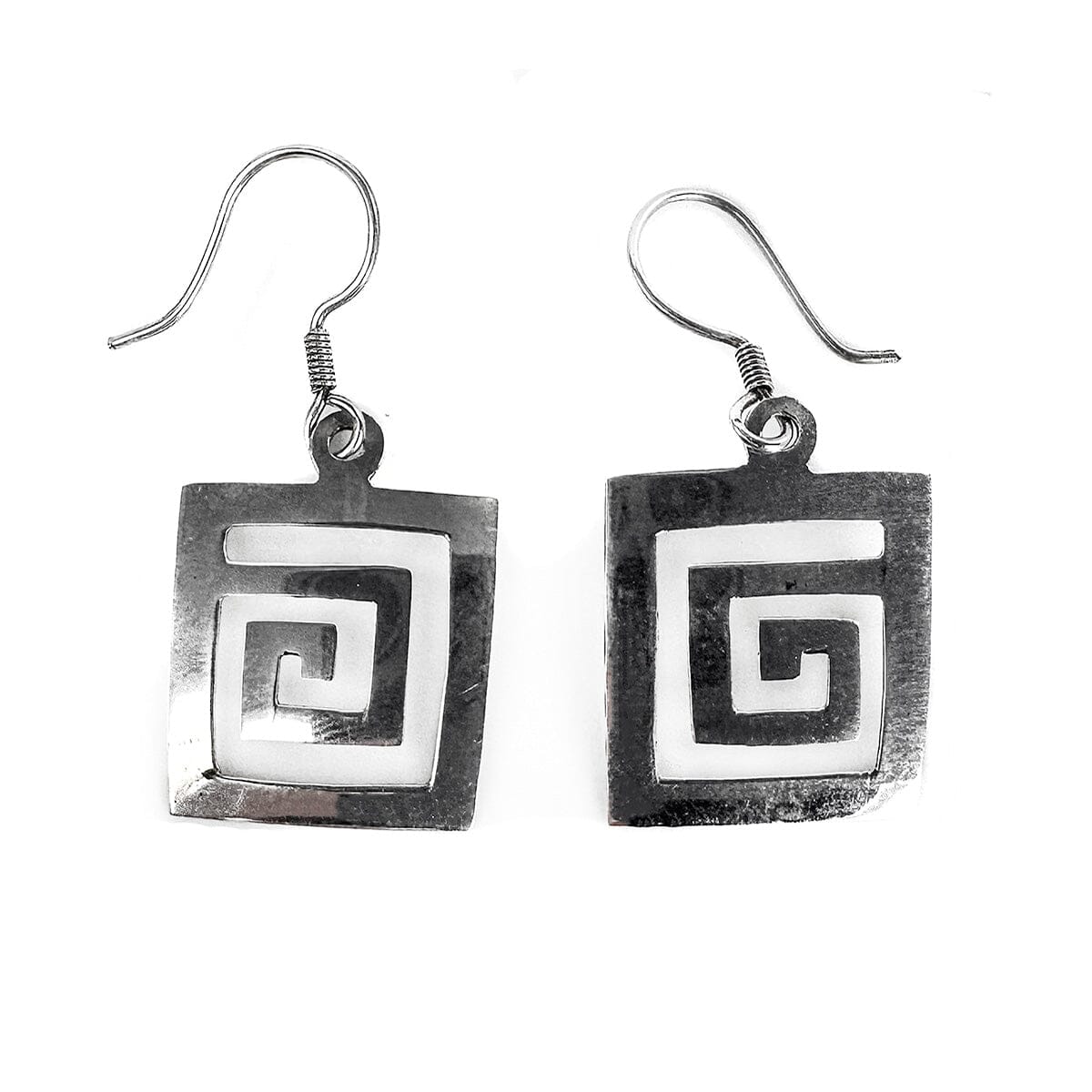 Great Lakes Coin Square Spiral Silver Earrings