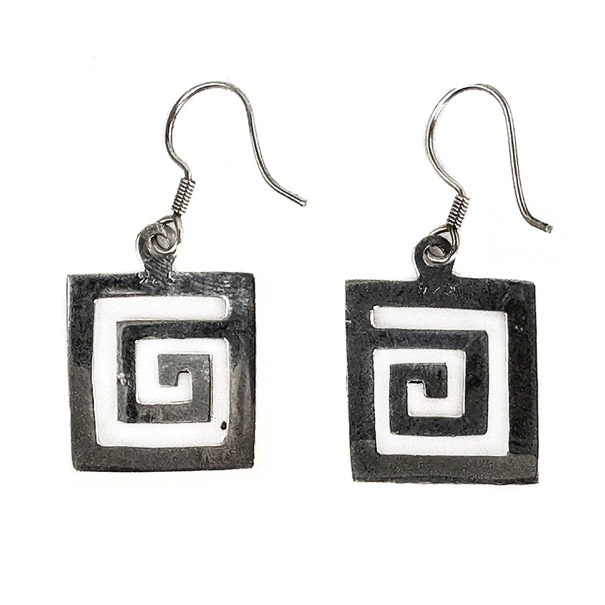 Great Lakes Coin Square Spiral Silver Earrings