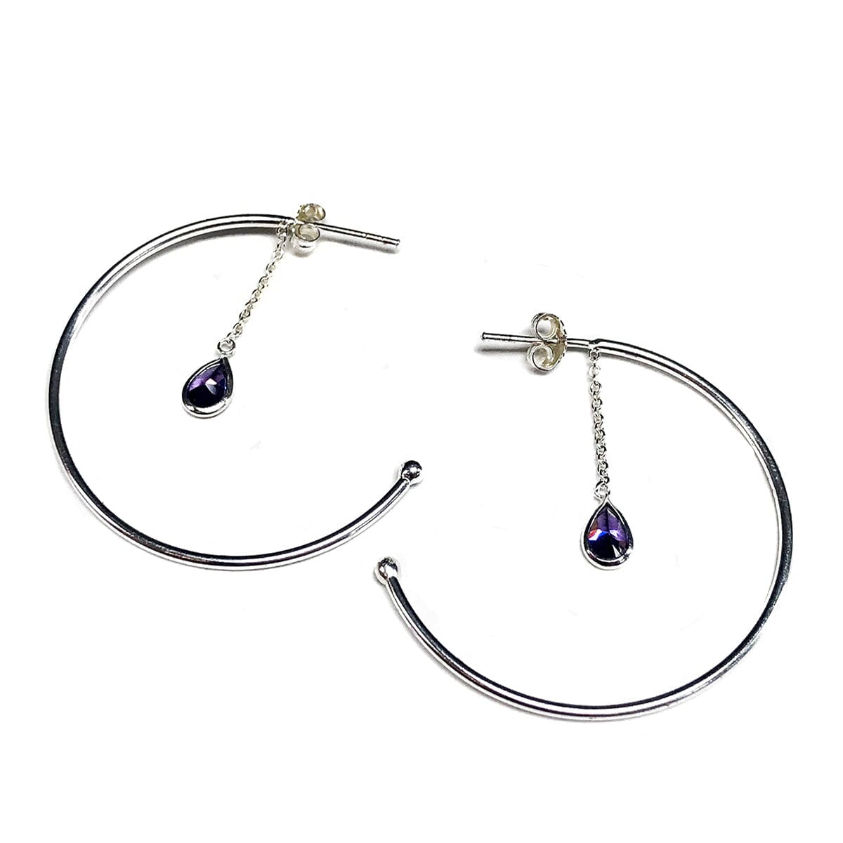 Great Lakes Coin Silver &amp; Cubic Zirconia Hoop Earrings