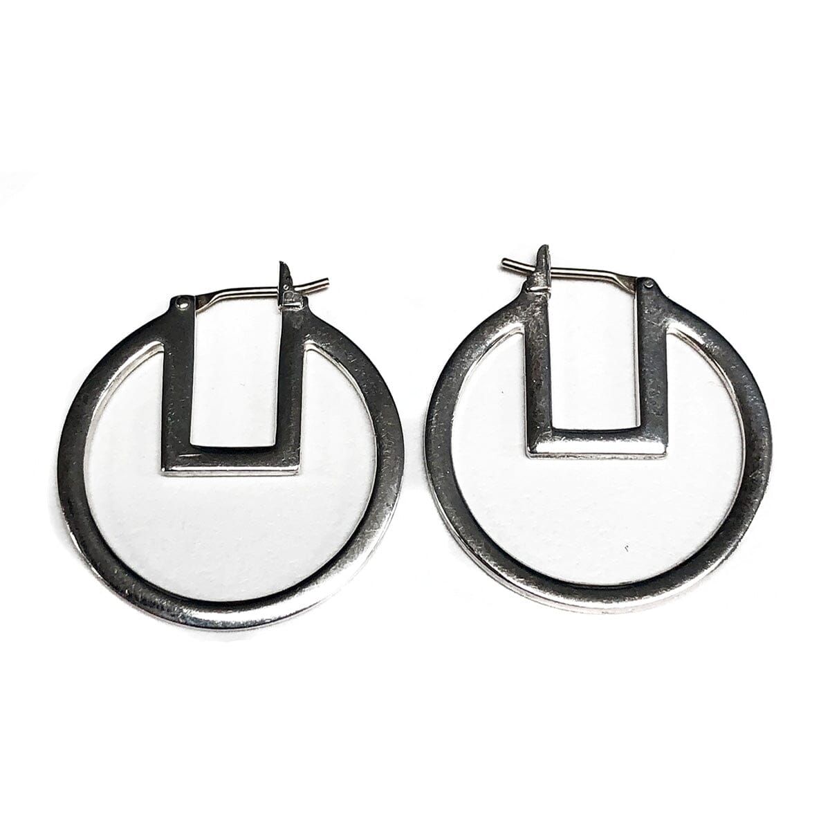 Great Lakes Coin Silver Abstract Hoop Earrings