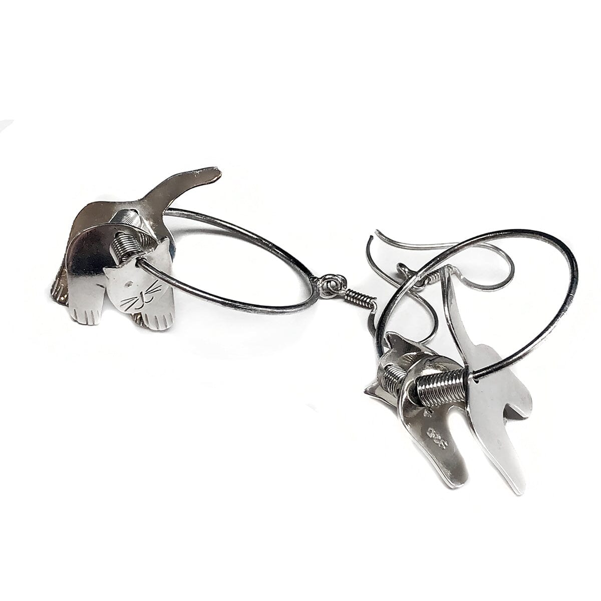 Great Lakes Coin Silver Cat Earrings