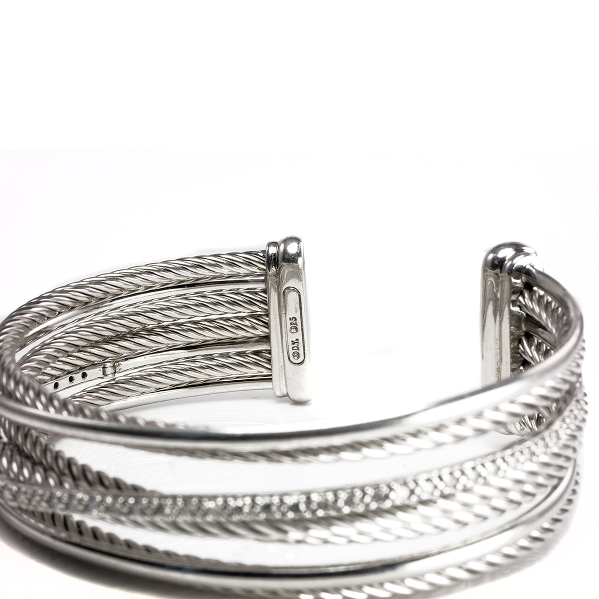 Great Lakes Boutique David Yurman Crossover Four Row Cuff Bracelet with Diamonds