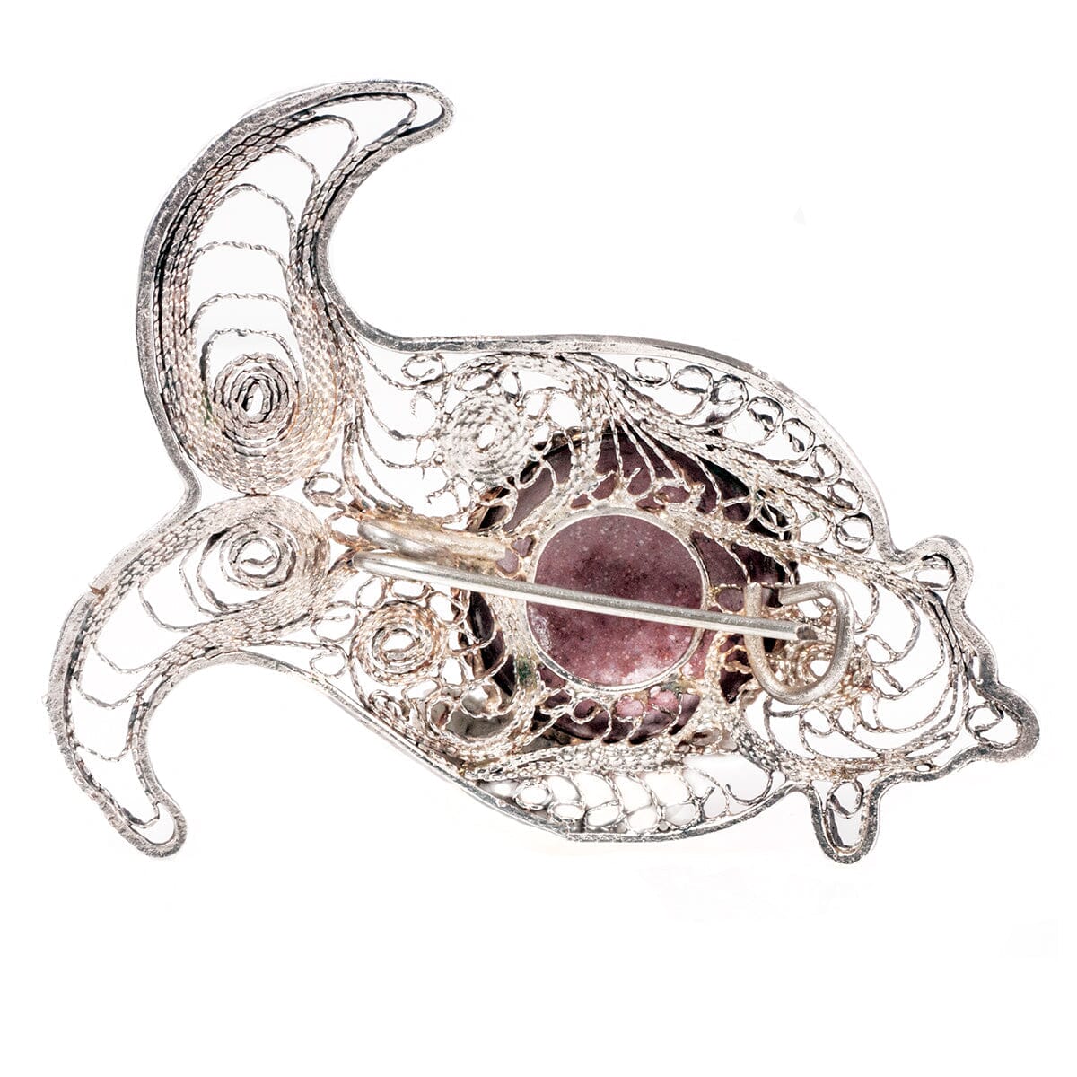 Great Lakes Boutique Silver Filigree &amp; Porcelain Brooch