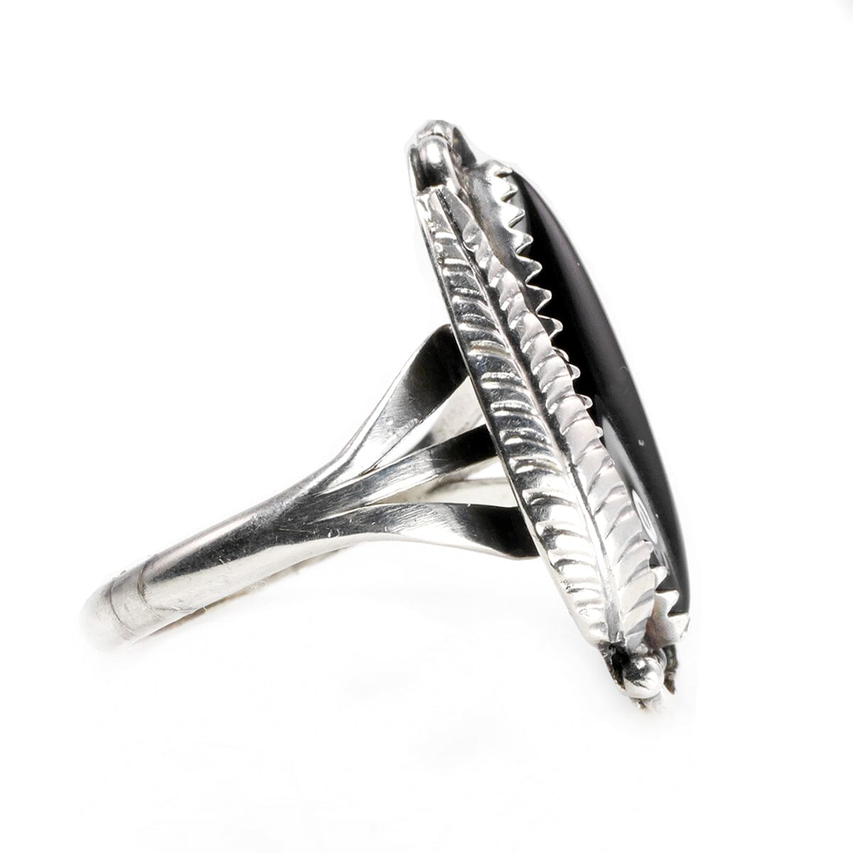 Great Lakes Boutique Silver &amp; Black Onyx Feather Ring