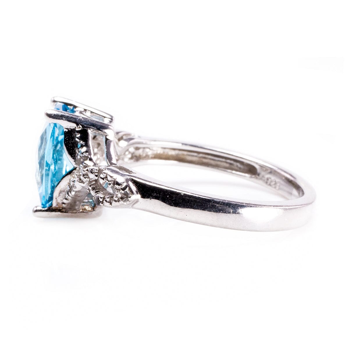 Great Lakes Boutique Silver Aquamarine &amp; Diamond Ring