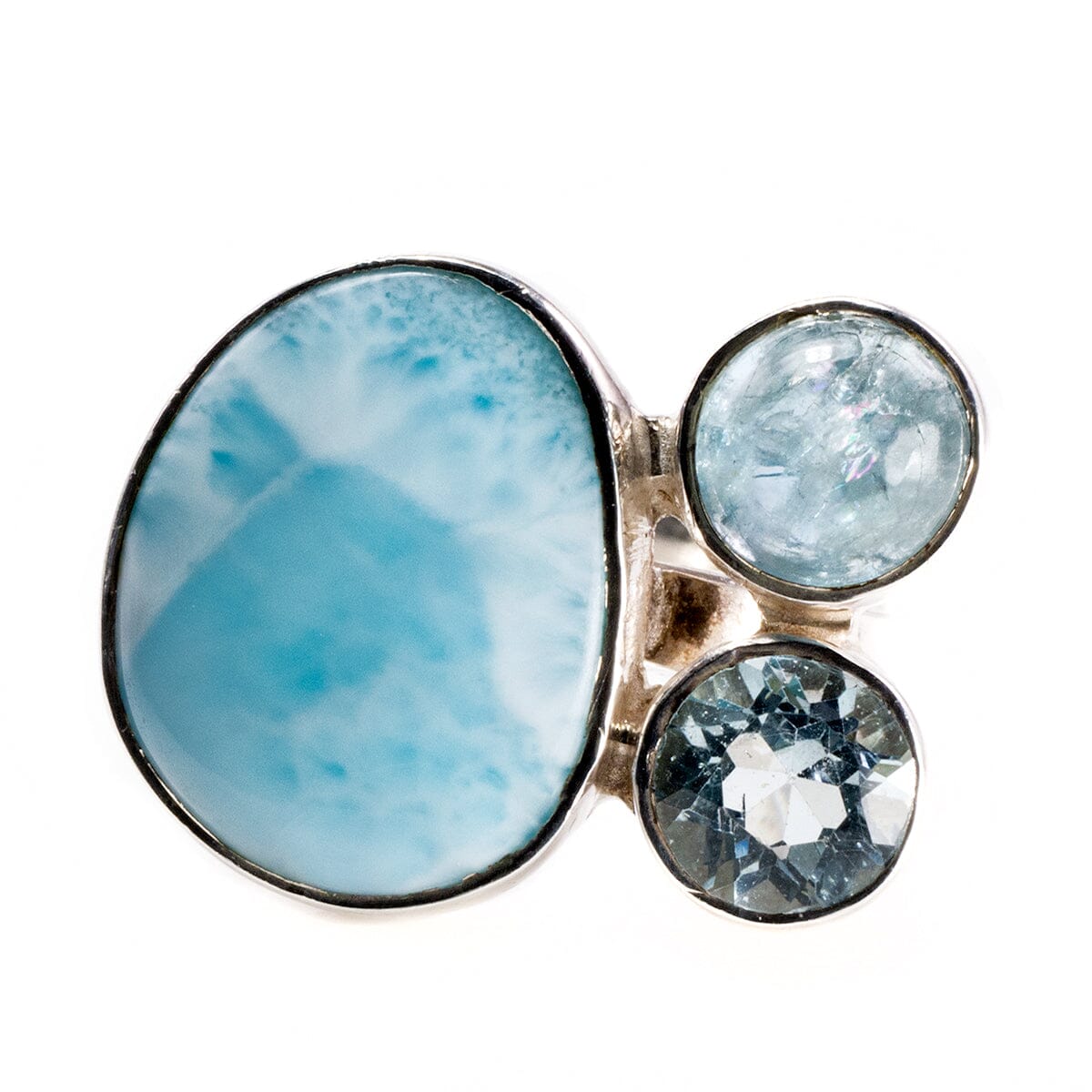 Great Lakes Boutique Adjustable Silver Larimar &amp; Aquamarine Ring