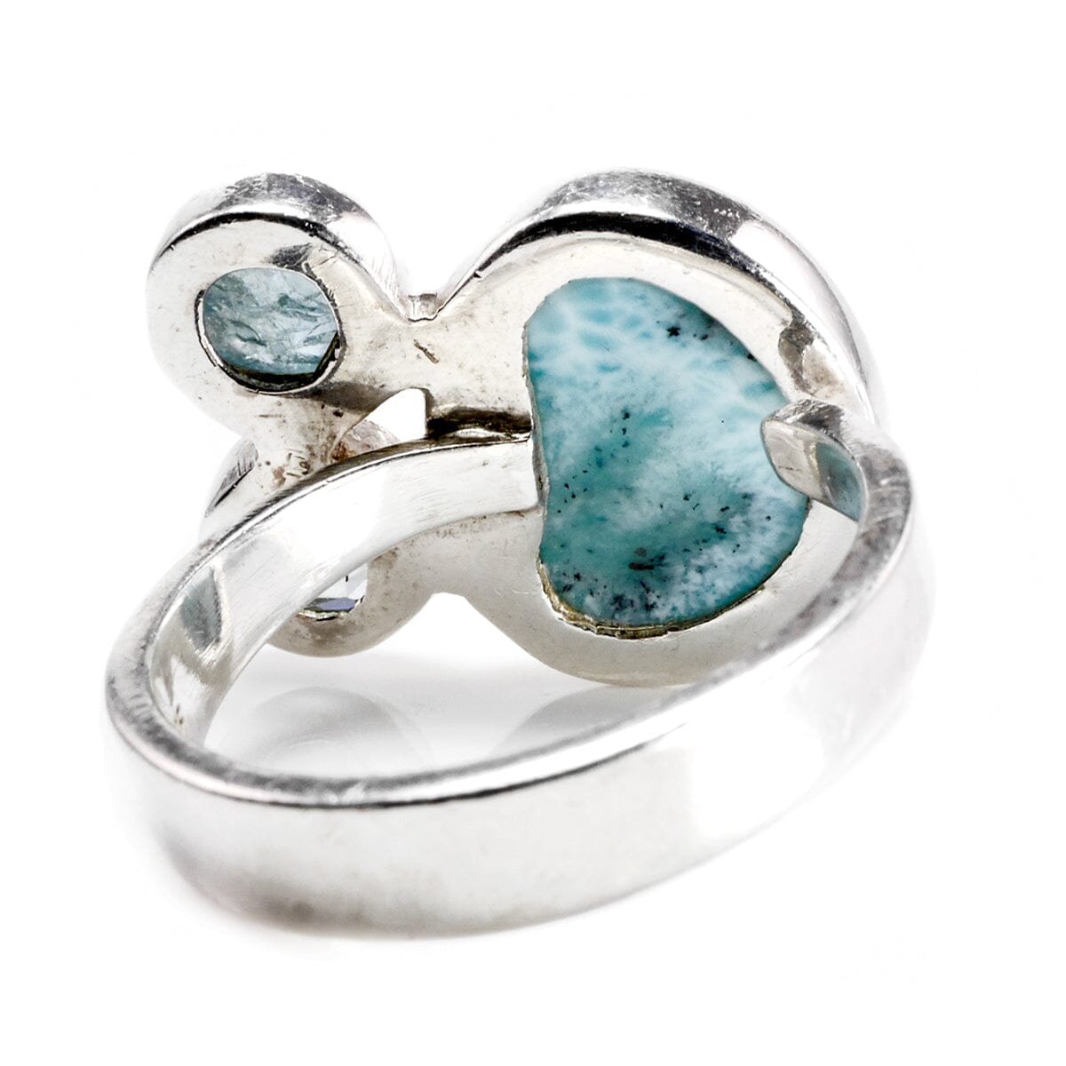 Great Lakes Boutique Adjustable Silver Larimar &amp; Aquamarine Ring