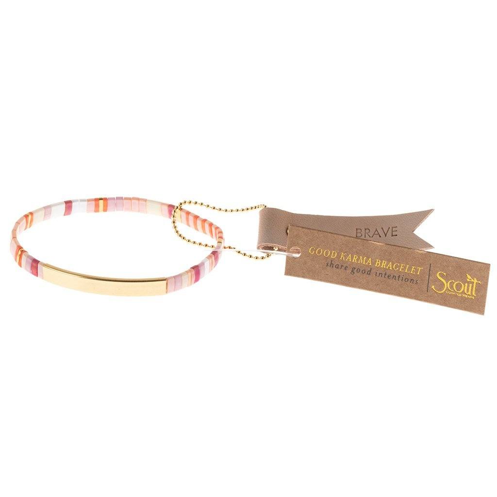 Scout Curated Wears Good Karma Miyuki Bracelet | Brave - Pink Multi / Gold (4384894222379)