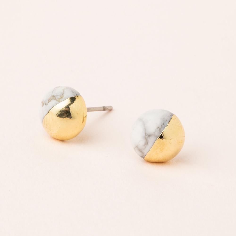 Scout Curated Wears Scout Dipped Stone Stud Howlite / Gold (1764413833259)